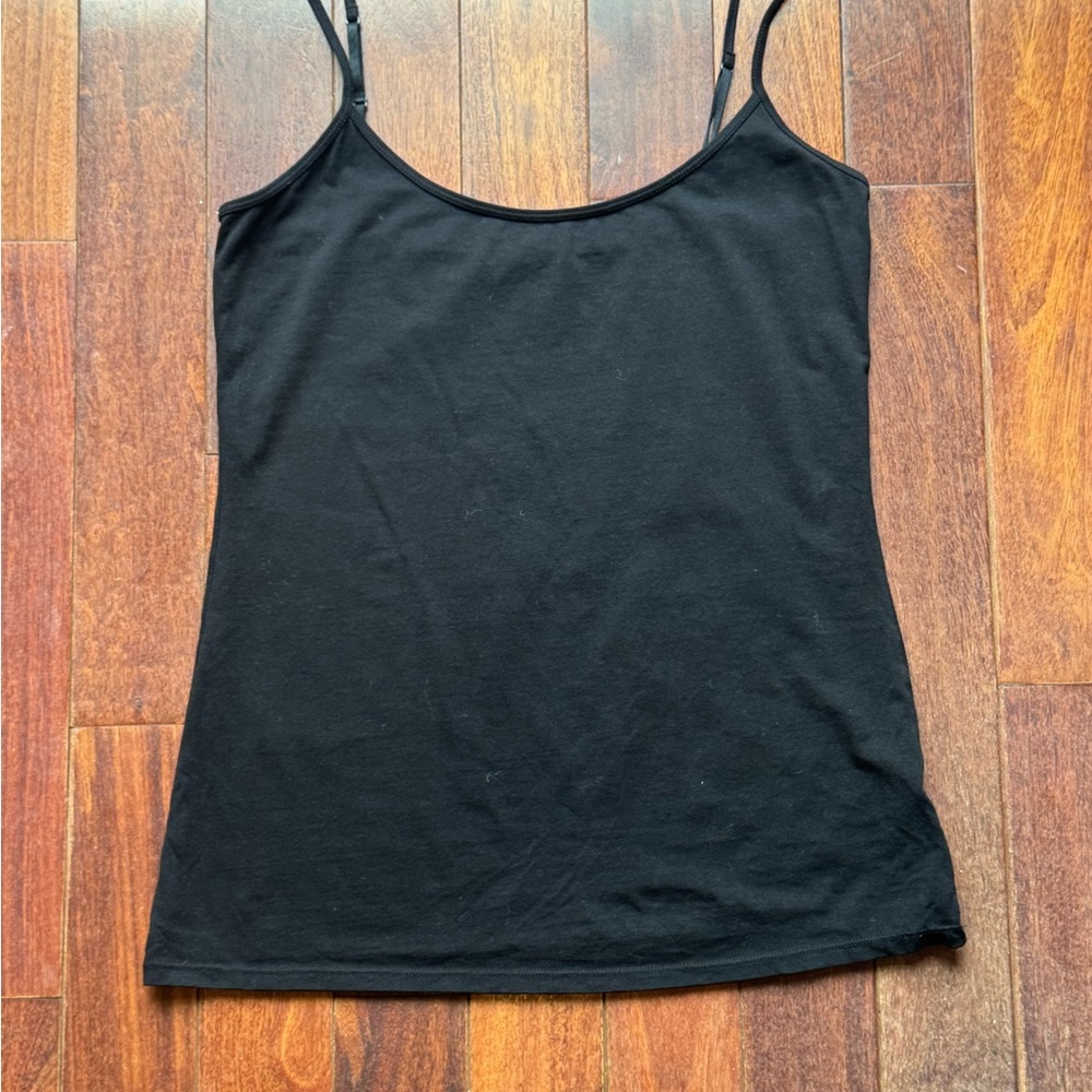 Black Women's Camisole Top Tank Top Spaghetti Strap Size L